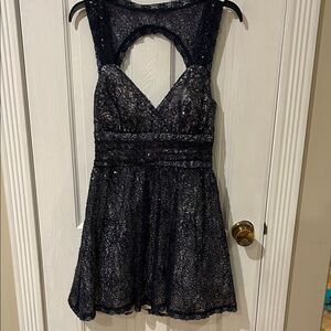 B Darlin Navy Lace Wedding Dress